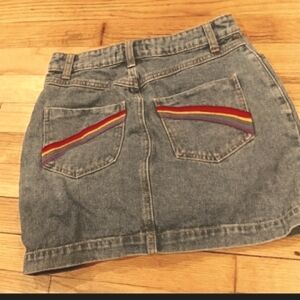 Adorable Jean skirt  rainbow 🌈 embroidered back pockets